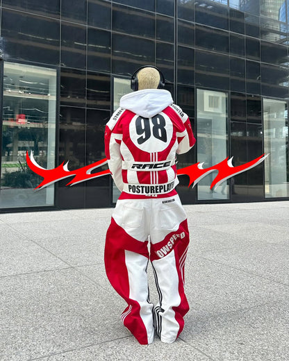 KIIKIO Racing Style Graphic Oversized Pants