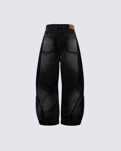 Spiral-Stitched Wide-Leg Jeans