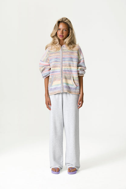 Emmett Knit Zip Up Hoodie in Pastel