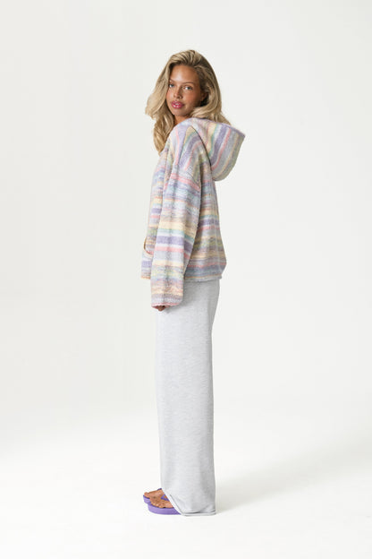 Emmett Knit Zip Up Hoodie in Pastel