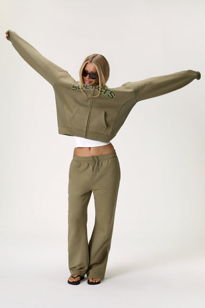 Seekers Doozy Zip Up Hoodie in Khaki