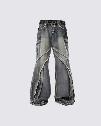 KIIKIO Vintage Raw Edge Jeans