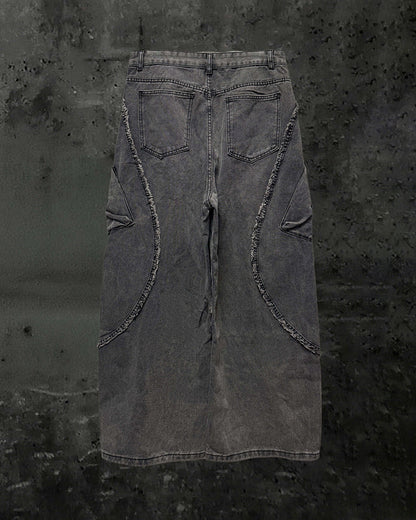 Paint-Splattered Distressed Wide-Leg Jeans