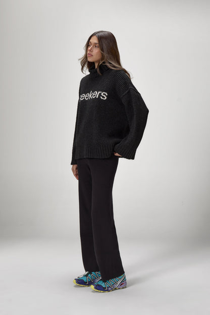 Misty Roll Neck Knit Jumper in Black