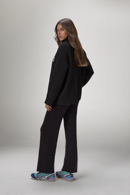 Misty Roll Neck Knit Jumper in Black