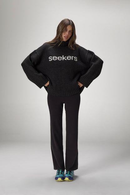 Misty Roll Neck Knit Jumper in Black