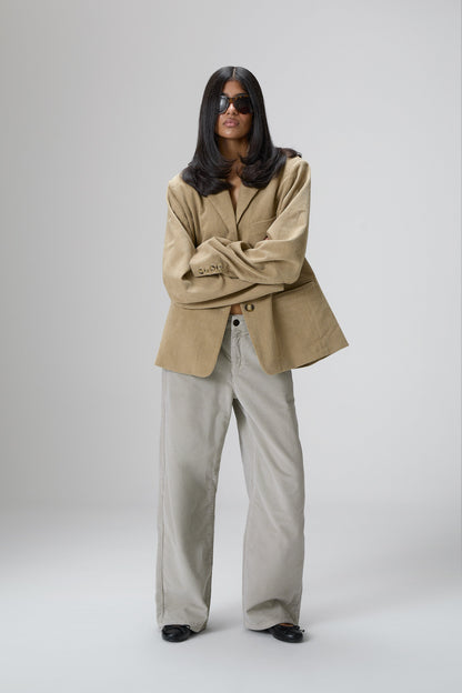 Malt Oversized Cord Blazer in Classic Beige