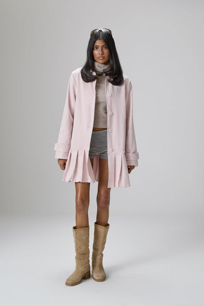 Patter Pleat Trench Coat in Pink