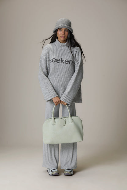 Misty Roll Neck Knit Jumper in Grey