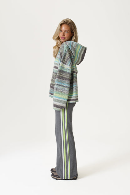 Emmett Knit Zip Up Hoodie in Lime