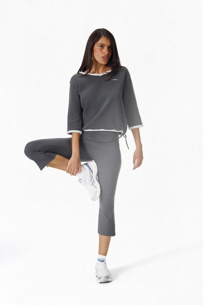 Pamela Cotton Cinch Sweatshirt in Charcoal