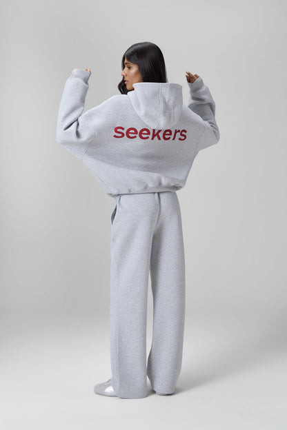 Seekers Brand Hoodie in Grey Melange