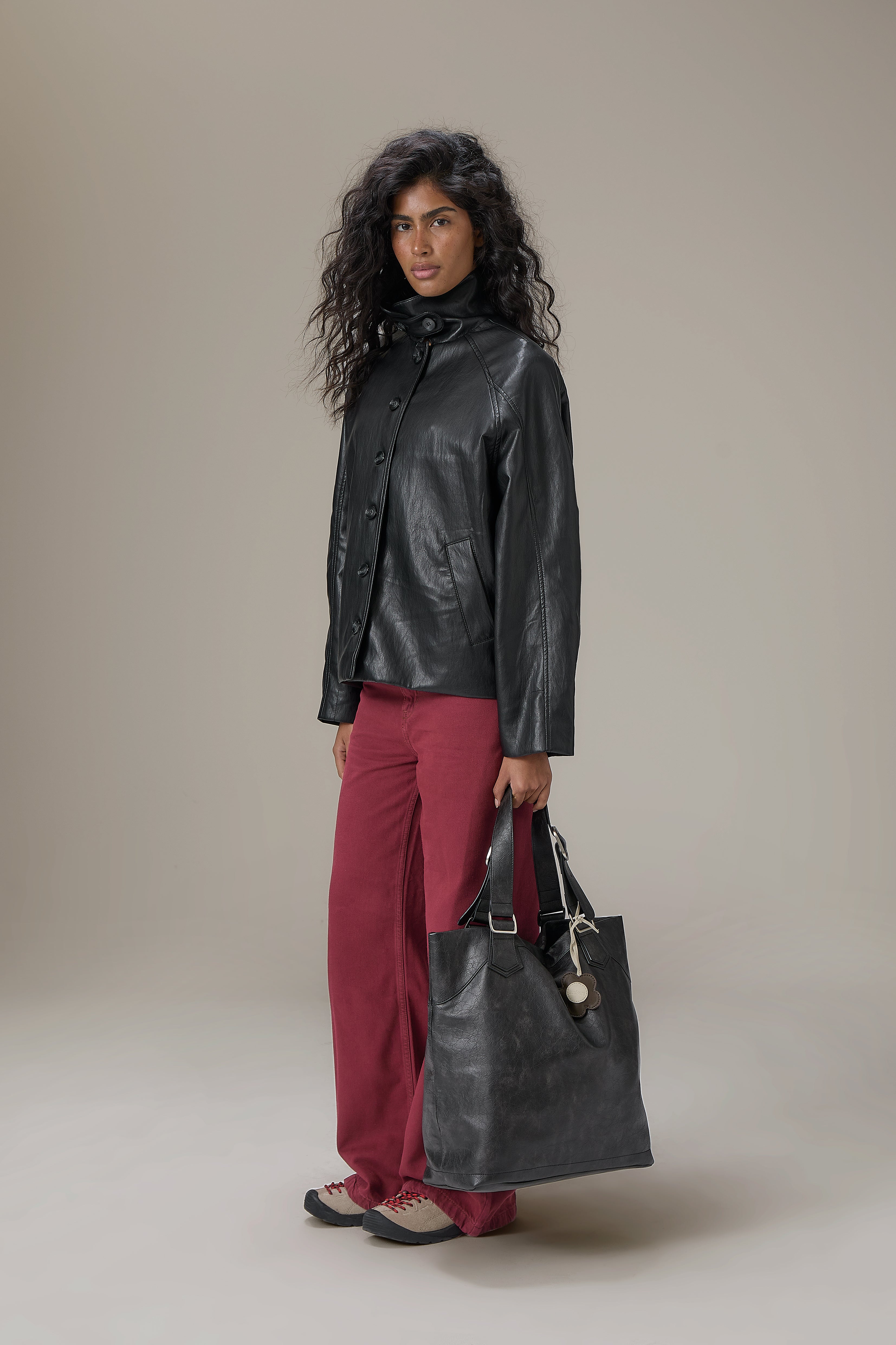 Hollies Classic Faux Leather Jacket in Black