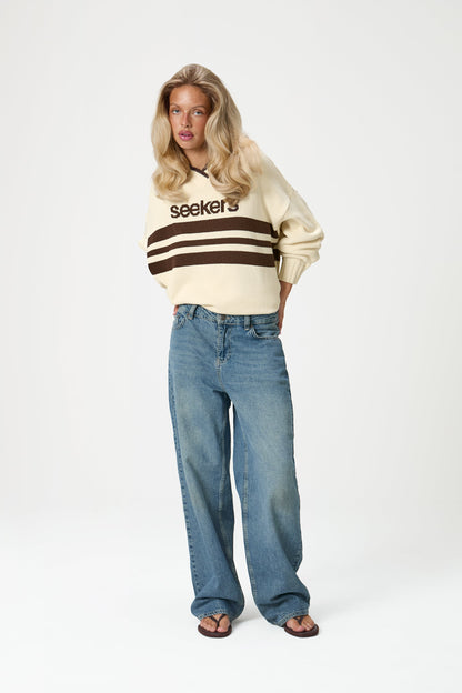 Peggy Logo Knit Sweater in Cream