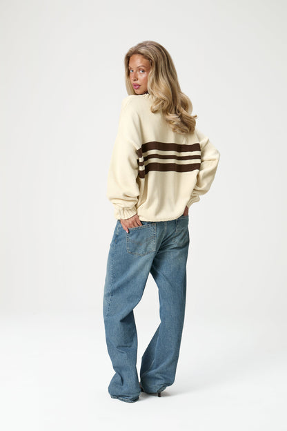 Peggy Logo Knit Sweater in Cream