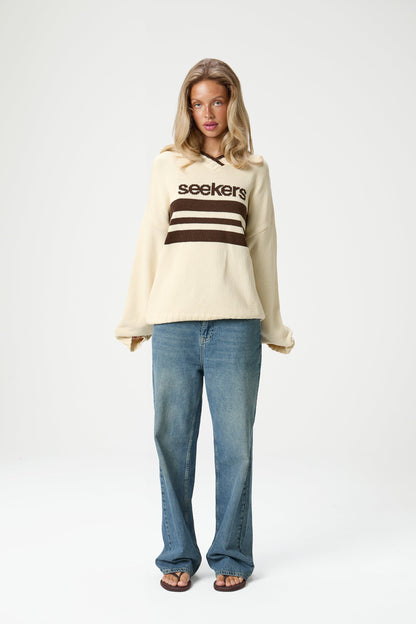 Peggy Logo Knit Sweater in Cream