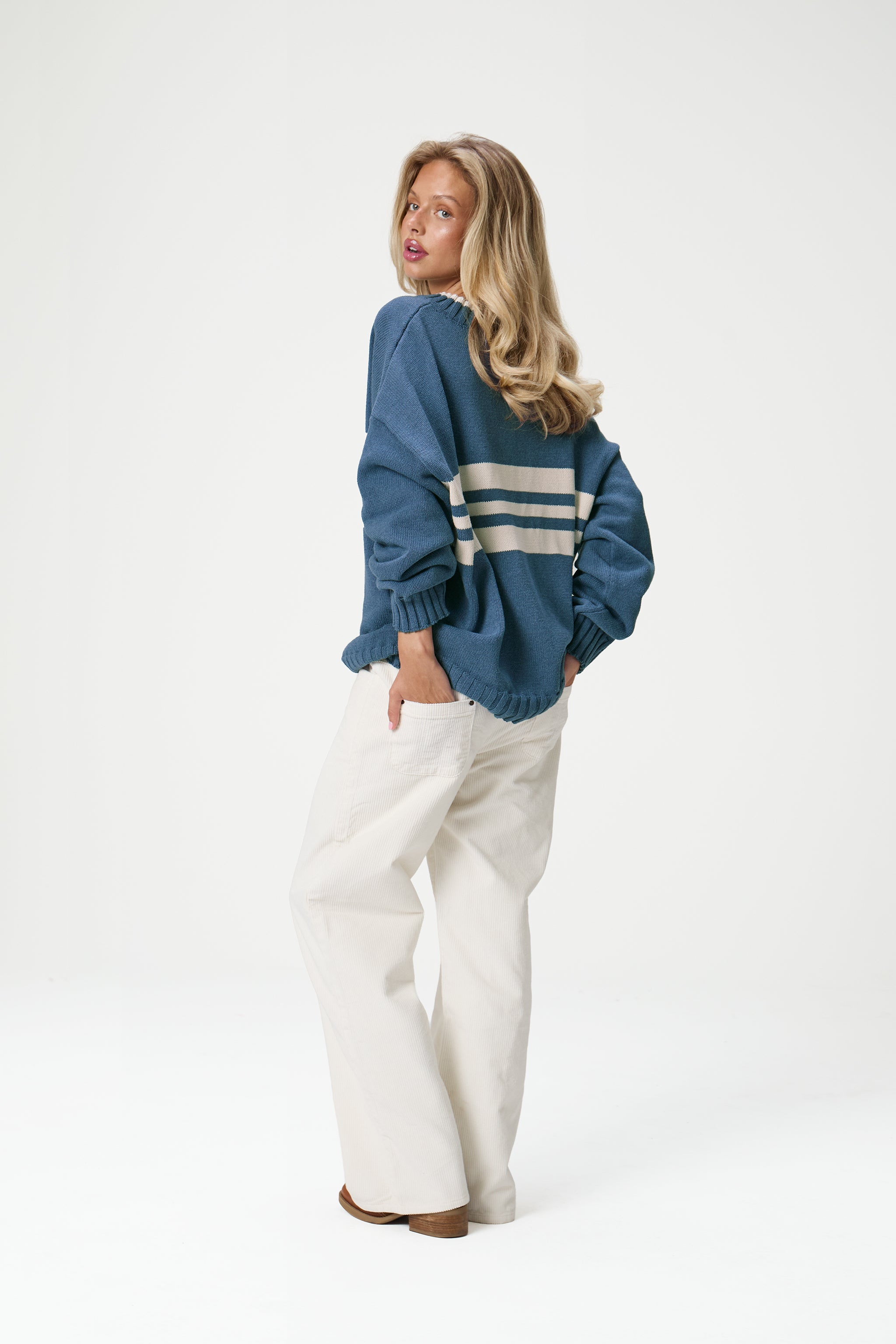 Peggy Logo Knit Sweater in Blue