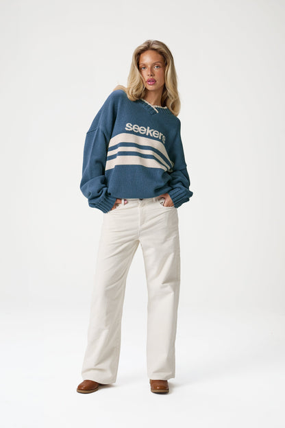 Peggy Logo Knit Sweater in Blue
