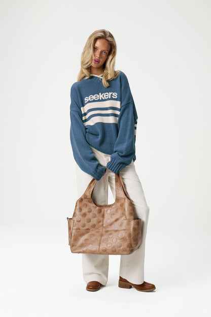 Peggy Logo Knit Sweater in Blue