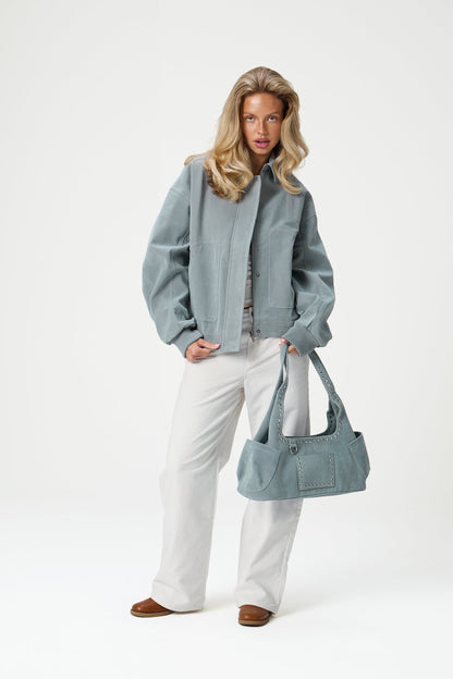 Martha Faux Suede Carryall in Blue
