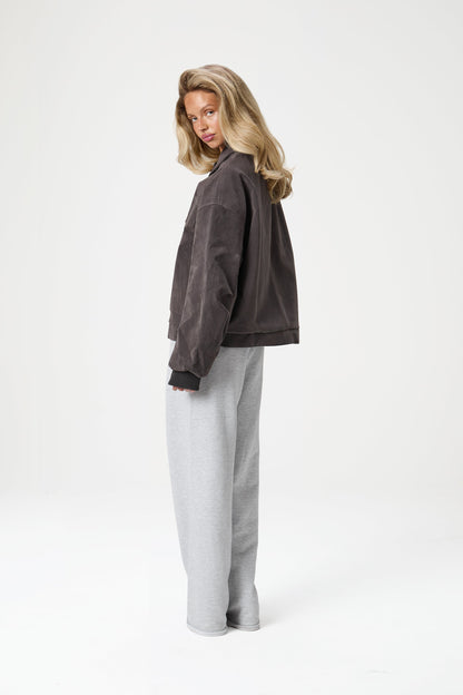 Martha Faux Suede Jacket in Dark Grey