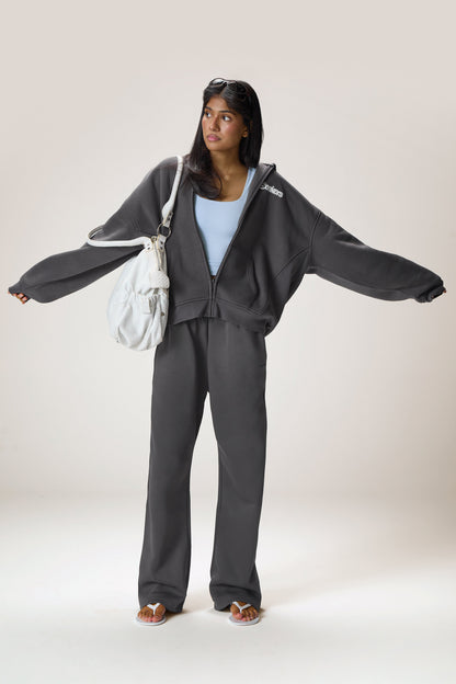 Seekers Sports Zip Up Hoodie in Charcoal