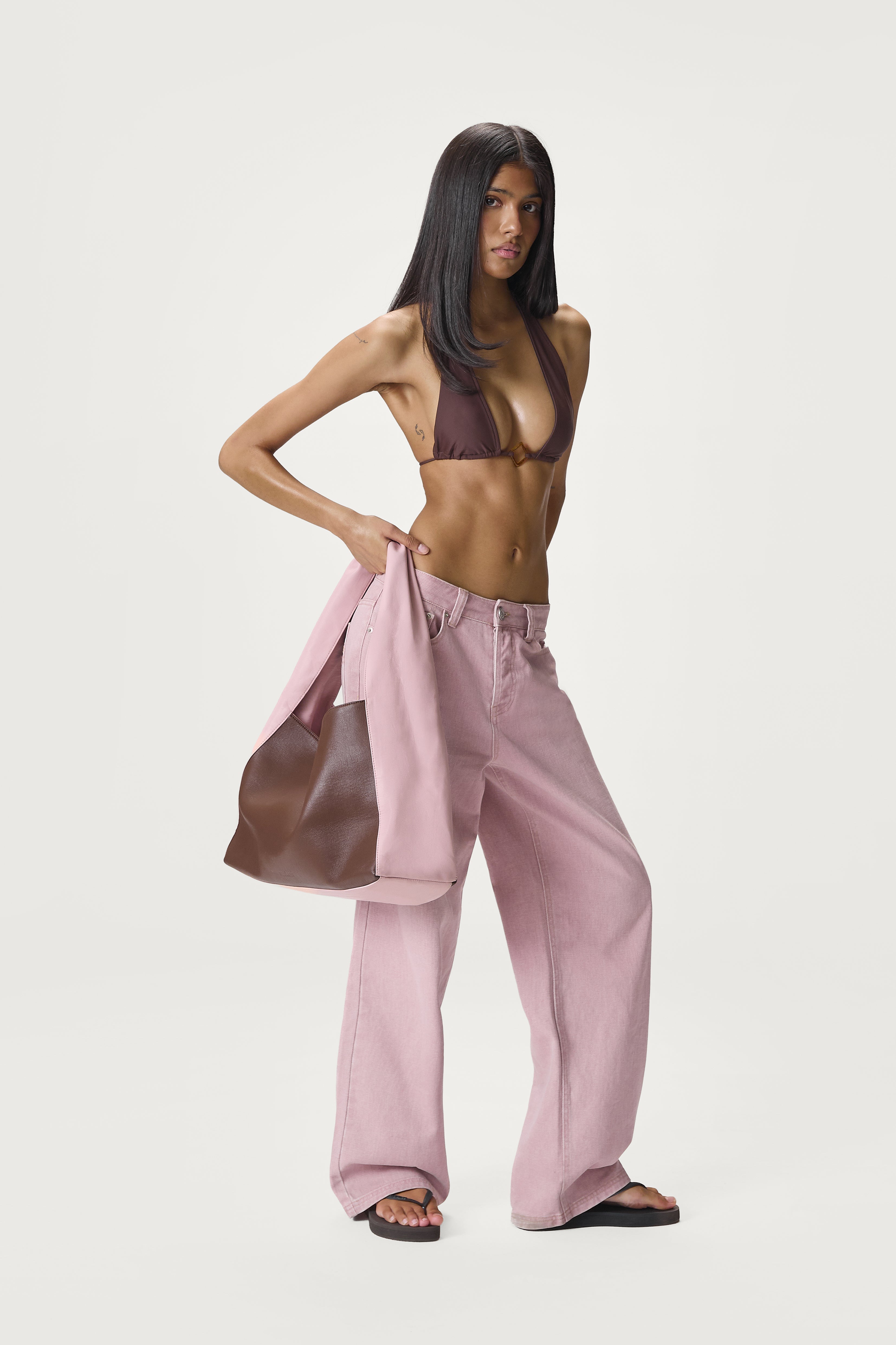 Brandy Slouchy Shoulder Bag in Contrast Pink