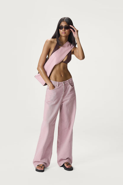 Brandy Slouchy Shoulder Bag in Contrast Pink