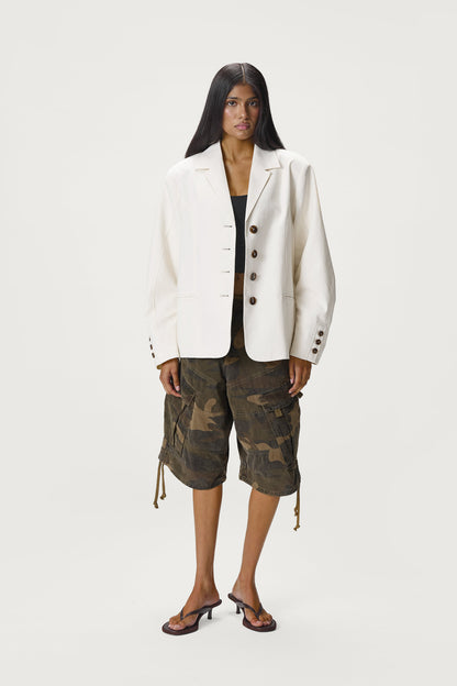 Frankie Boxy Linen Blazer in Cream