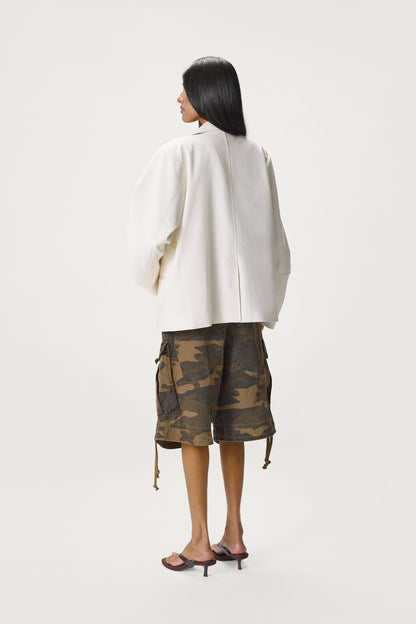 Frankie Boxy Linen Blazer in Cream