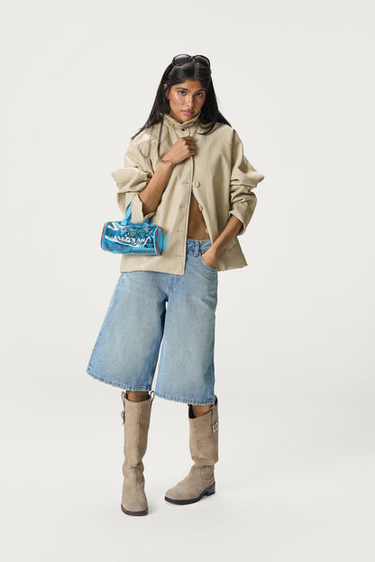 Hollies Classic Faux Leather Jacket in Sand