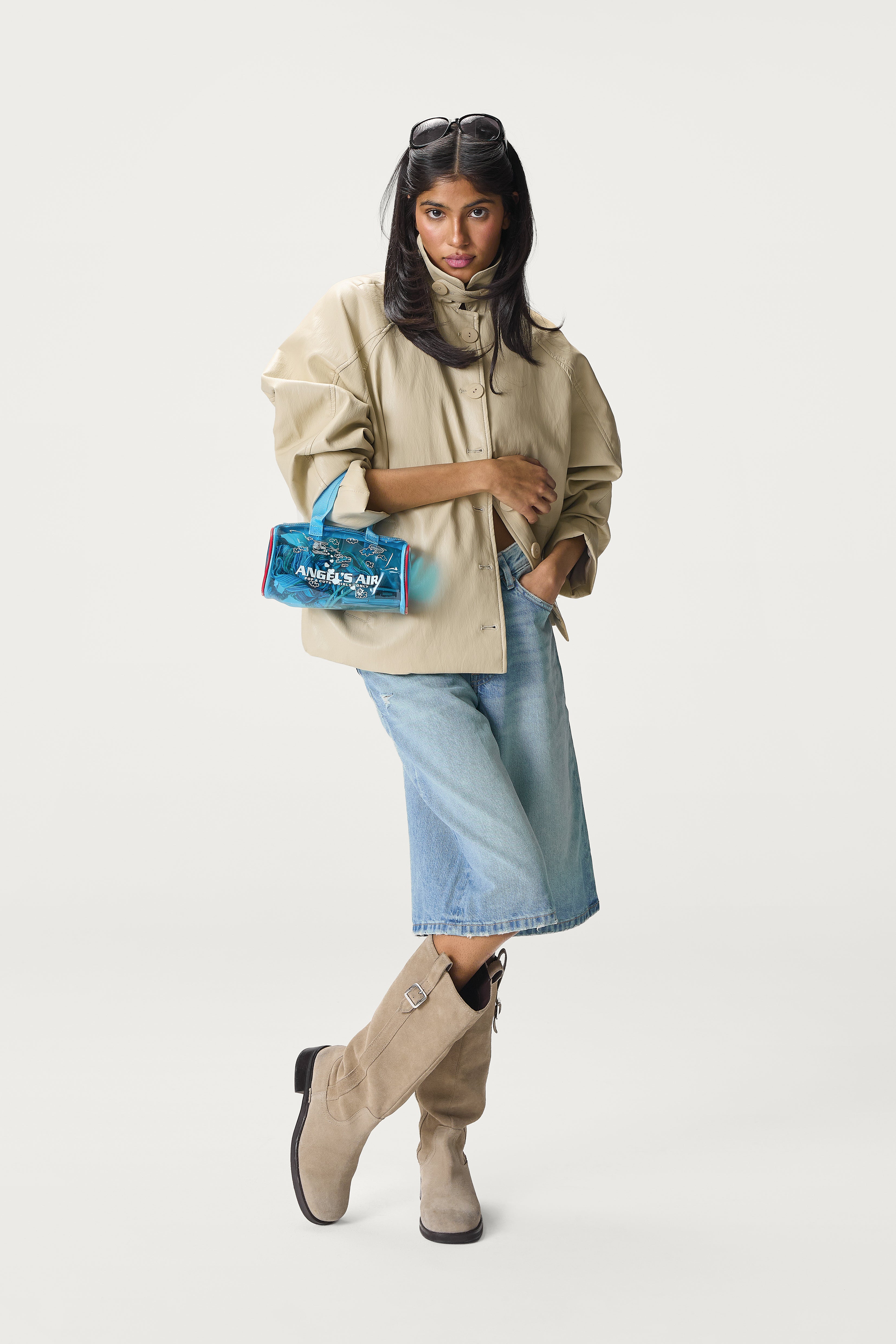 Hollies Classic Faux Leather Jacket in Sand