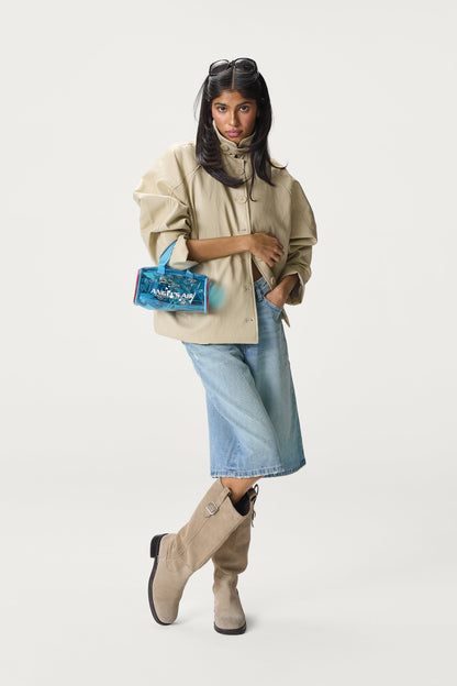 Hollies Classic Faux Leather Jacket in Sand
