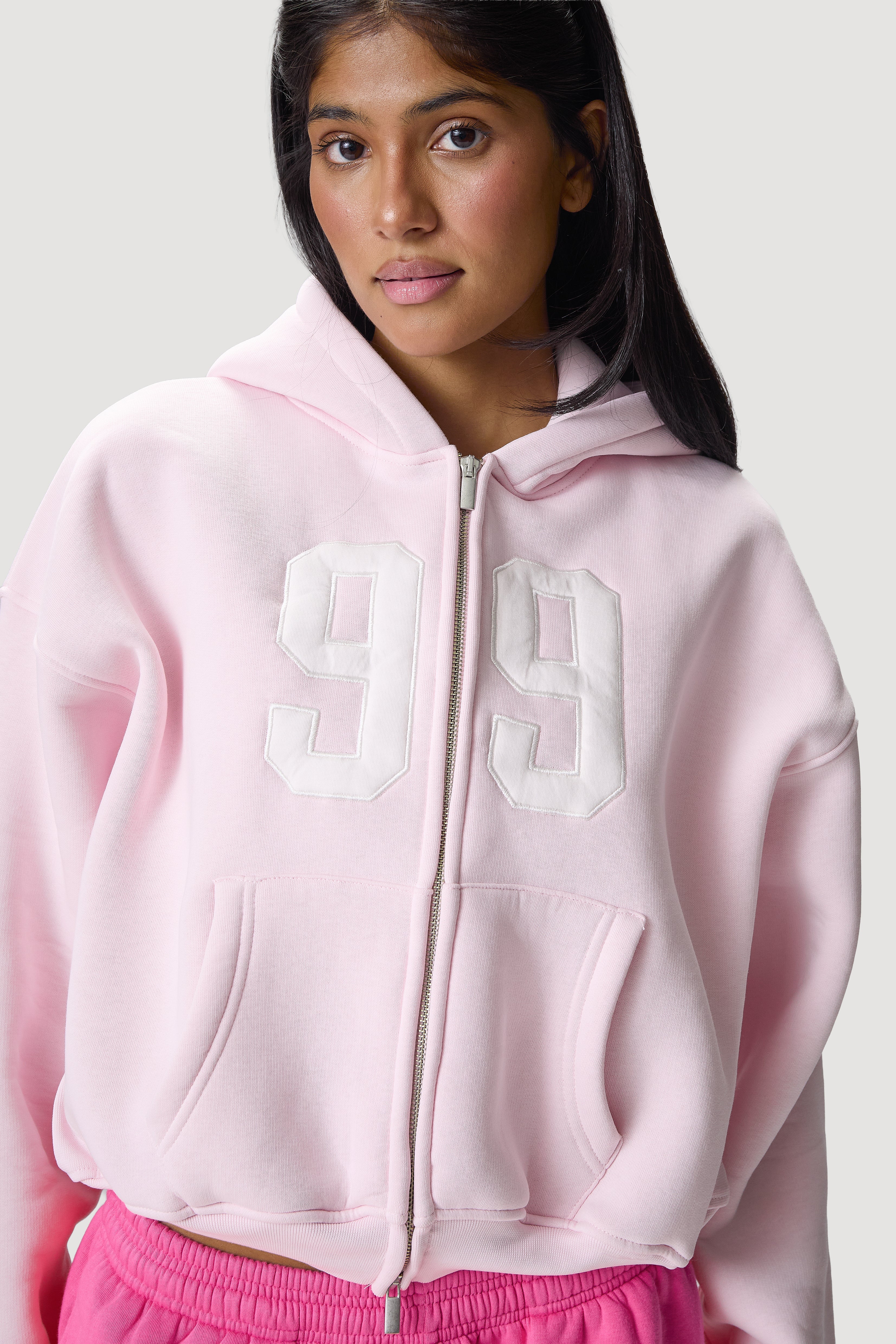 99 Shrunken Zip Hoodie in Bunny