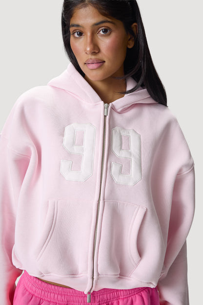 99 Shrunken Zip Hoodie in Bunny