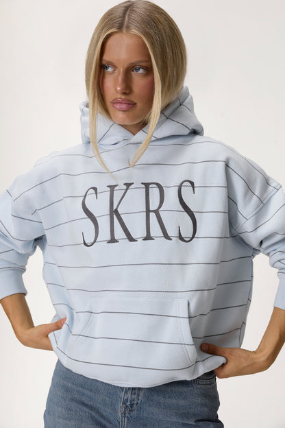Fleet Stripe Logo Hoodie in Light Blue