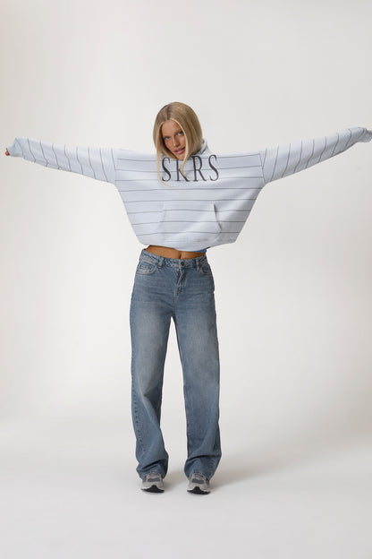 Fleet Stripe Logo Hoodie in Light Blue