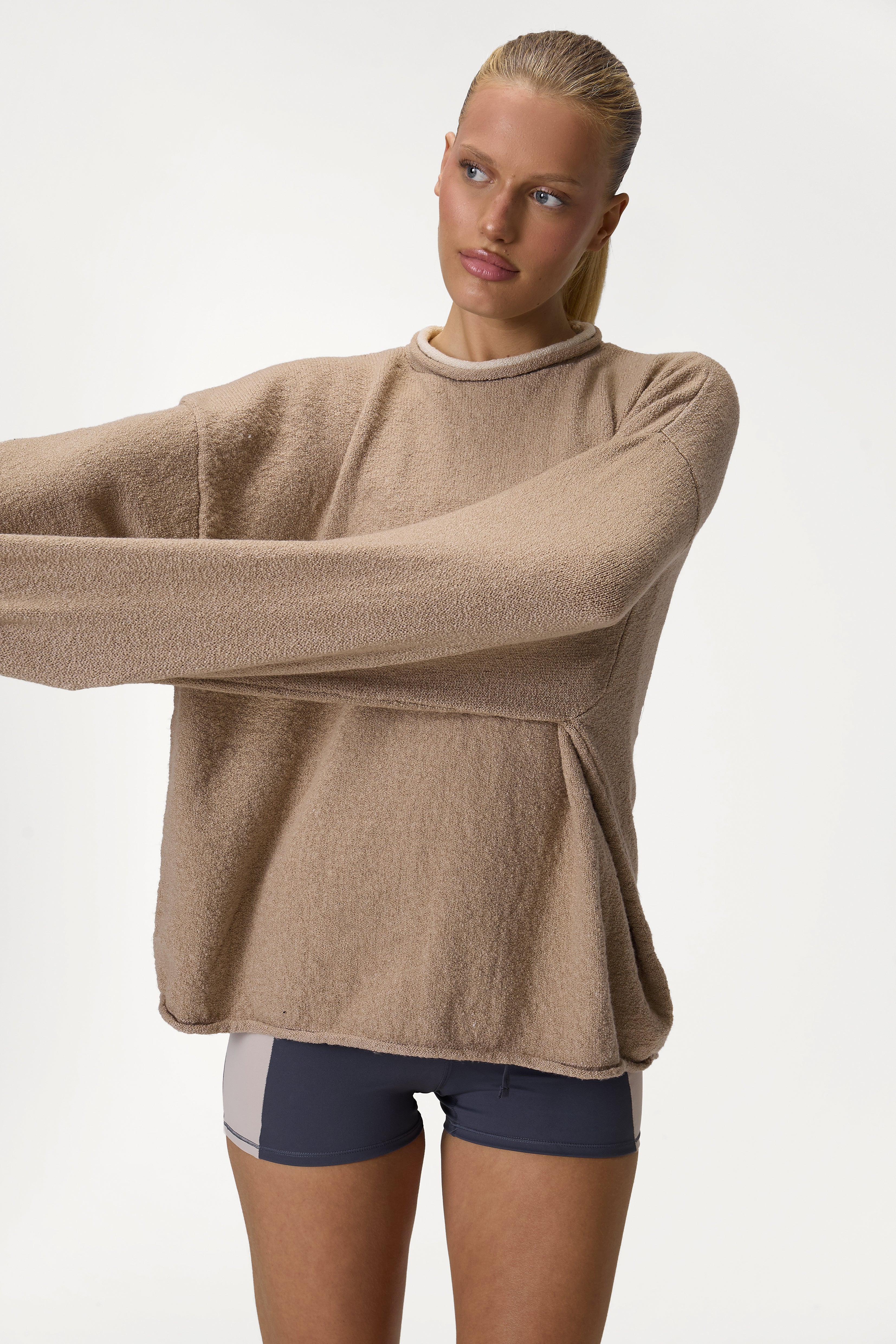 Parker Layered Knit Jumper in Beige