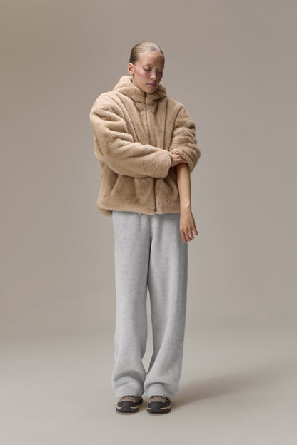 Winnipeg Faux Fur Hooded Jacket in Neutral