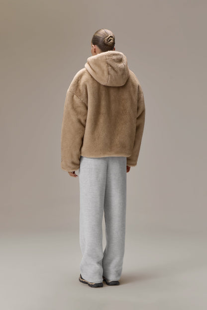 Winnipeg Faux Fur Hooded Jacket in Neutral