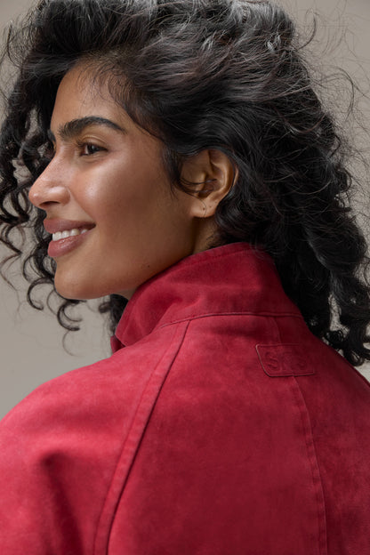 Lady Faux Suede Jacket in Red