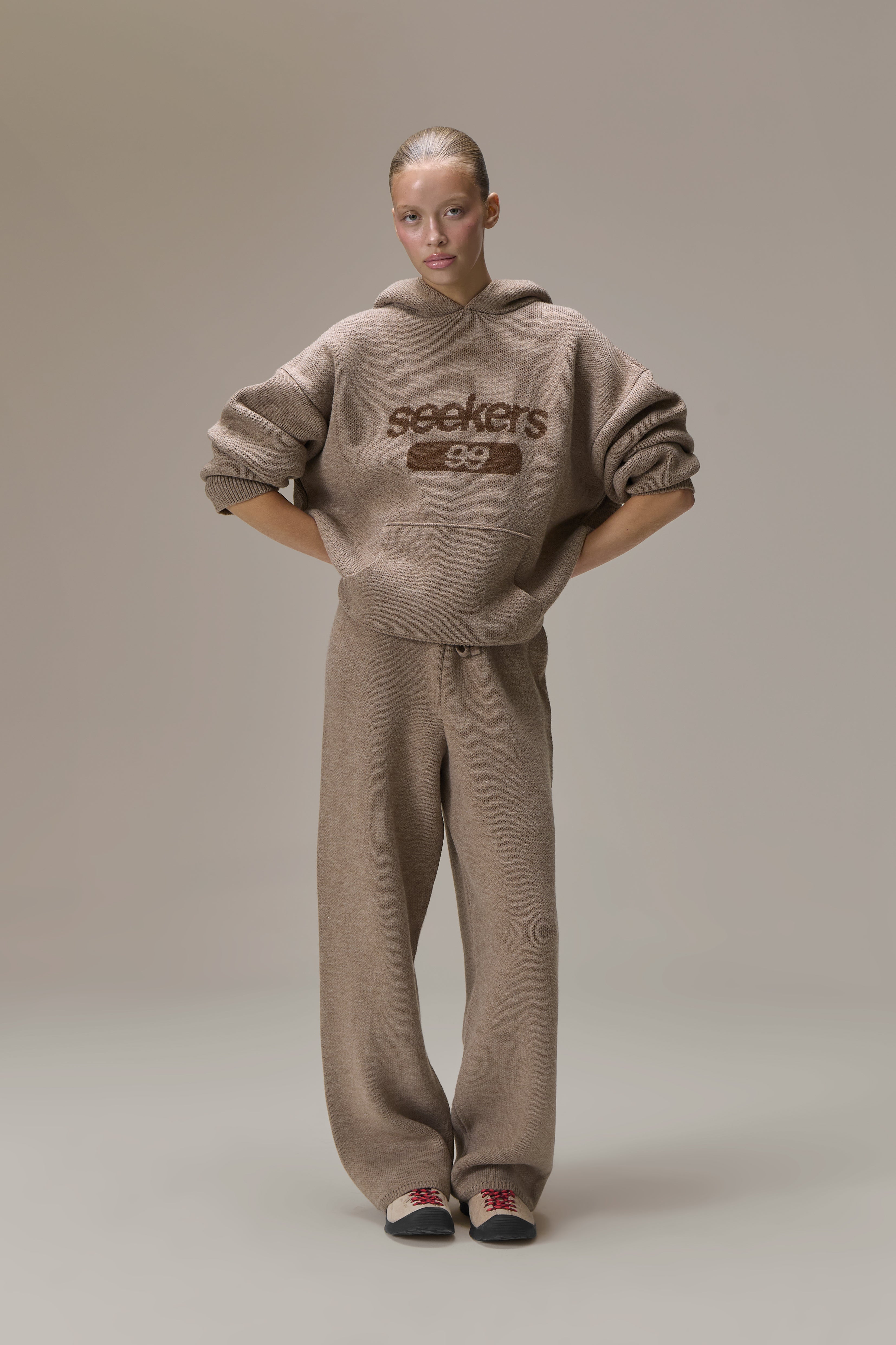 Seekers 99 Knit Hoodie in Soft Brown