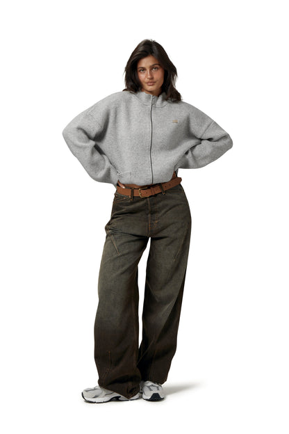 Originals Knit Zip Up in Light Grey