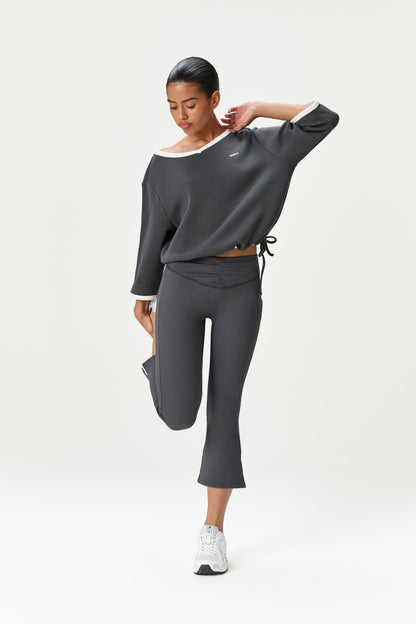 Pamela Cotton Cinch Sweatshirt in Charcoal