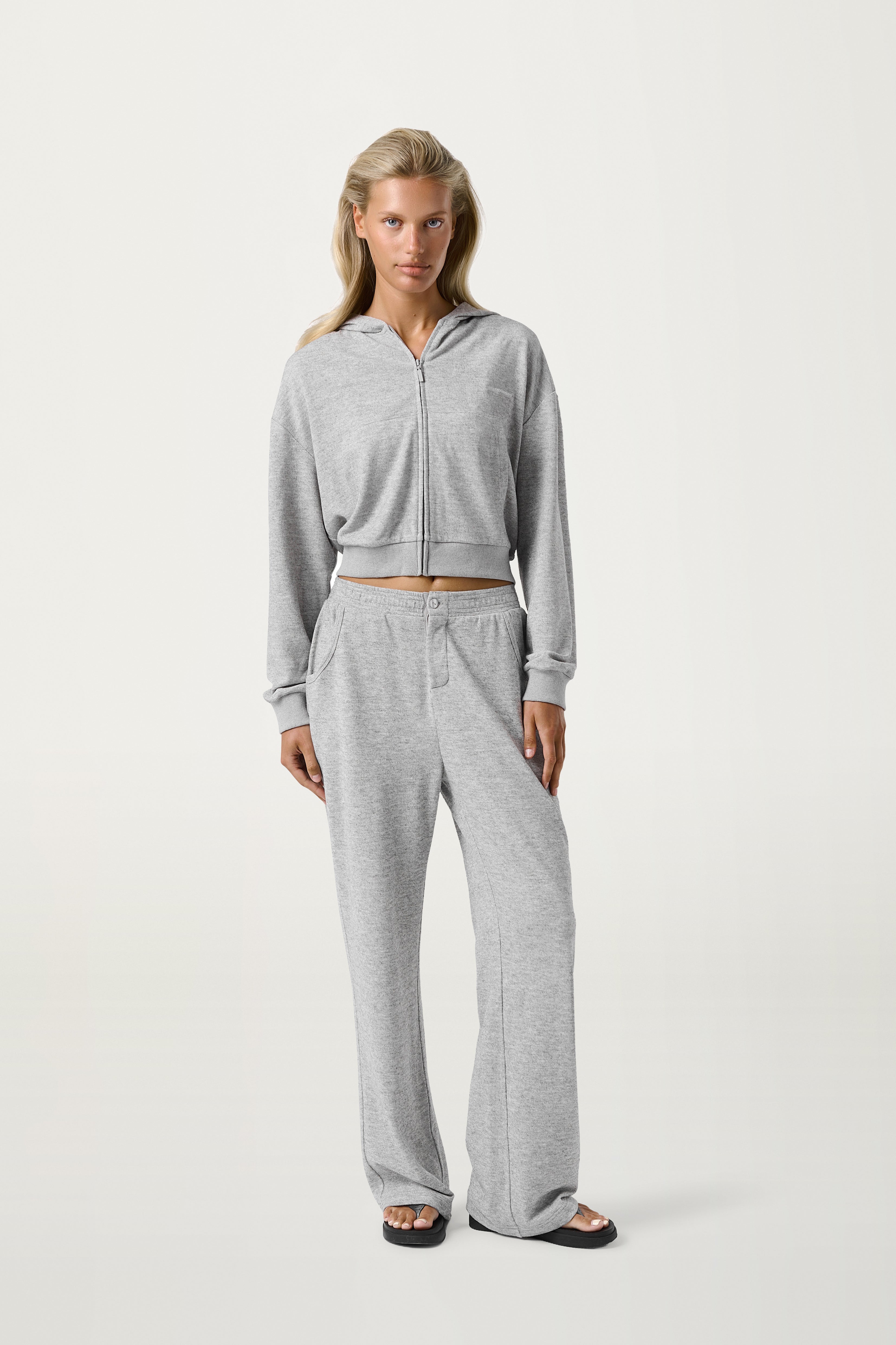 Slacks Soft Zip Up in Light Grey
