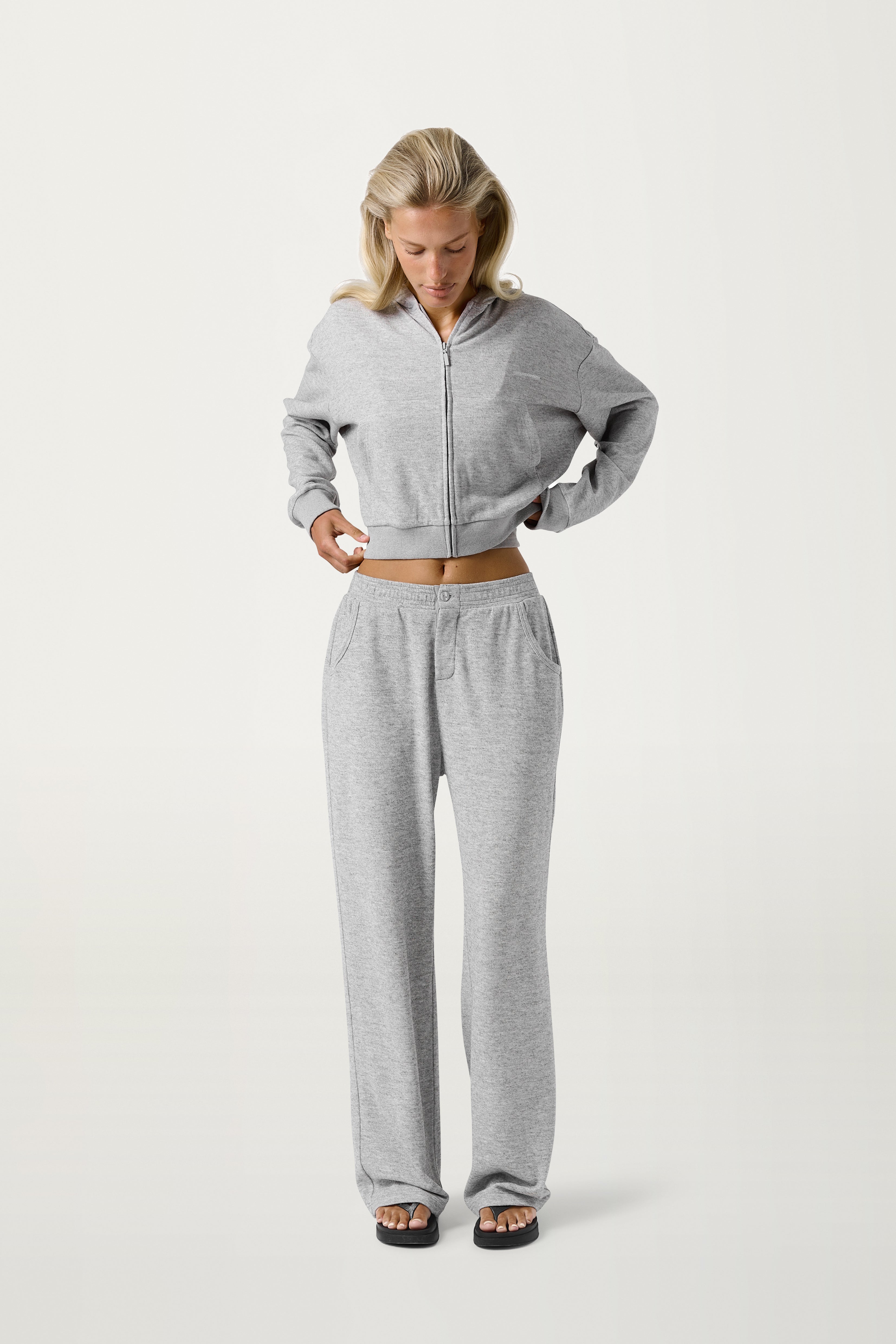 Slacks Soft Zip Up in Light Grey