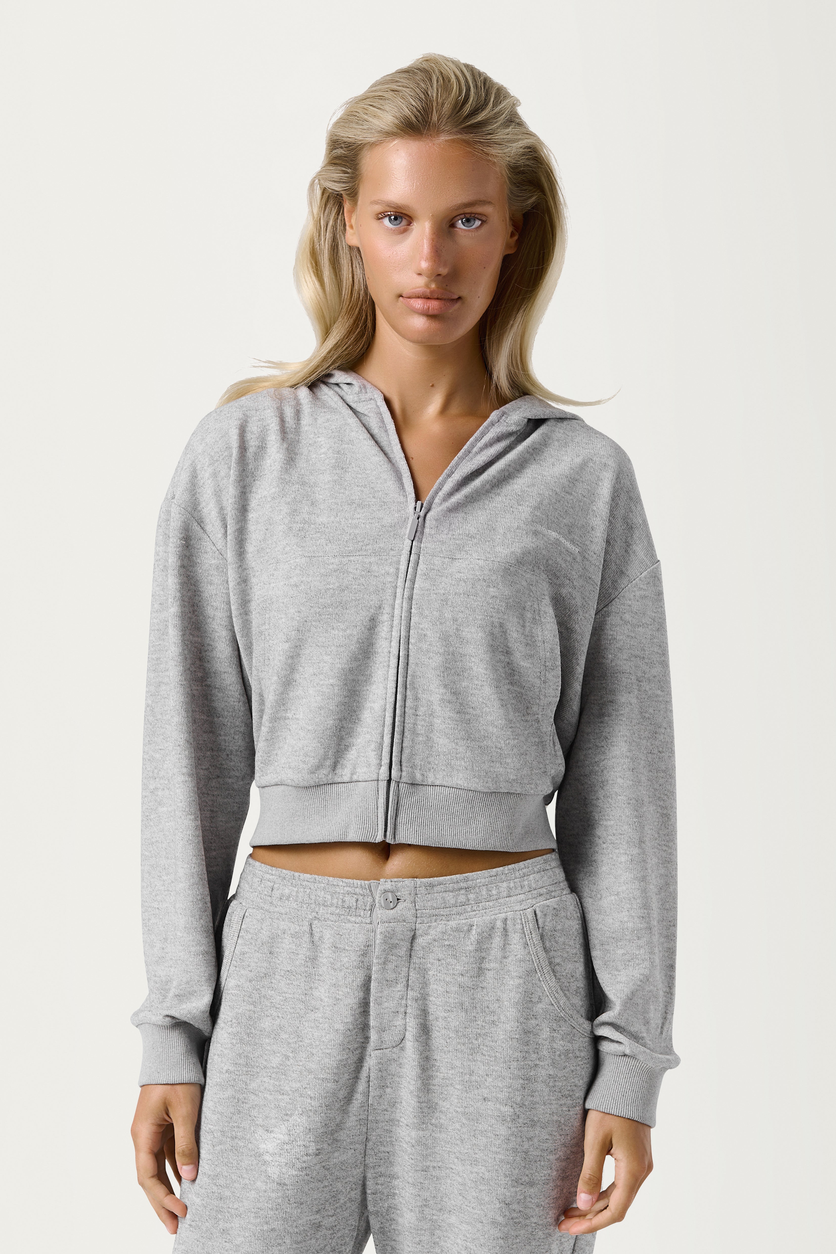 Slacks Soft Zip Up in Light Grey