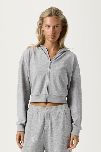Slacks Soft Zip Up in Light Grey