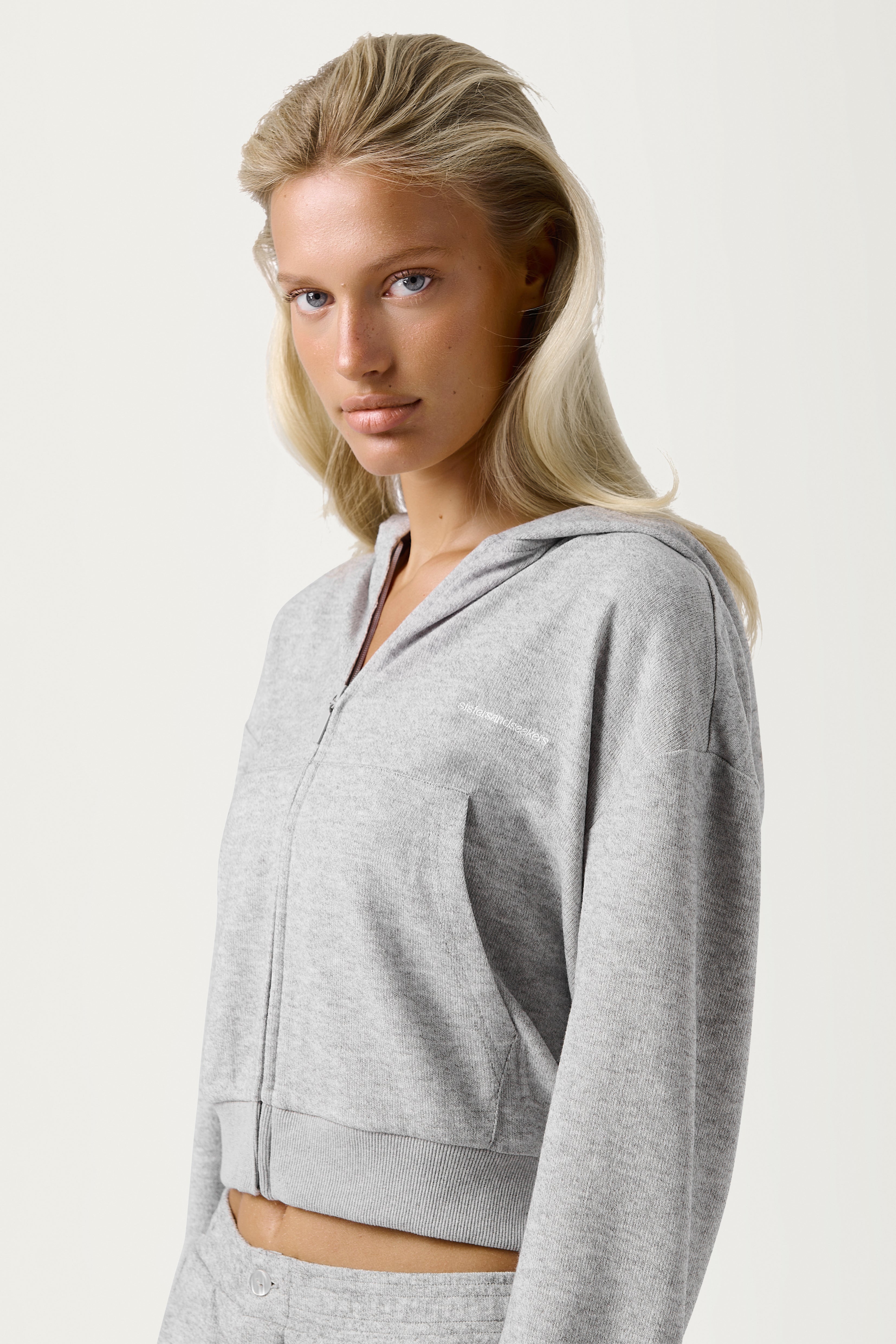 Slacks Soft Zip Up in Light Grey