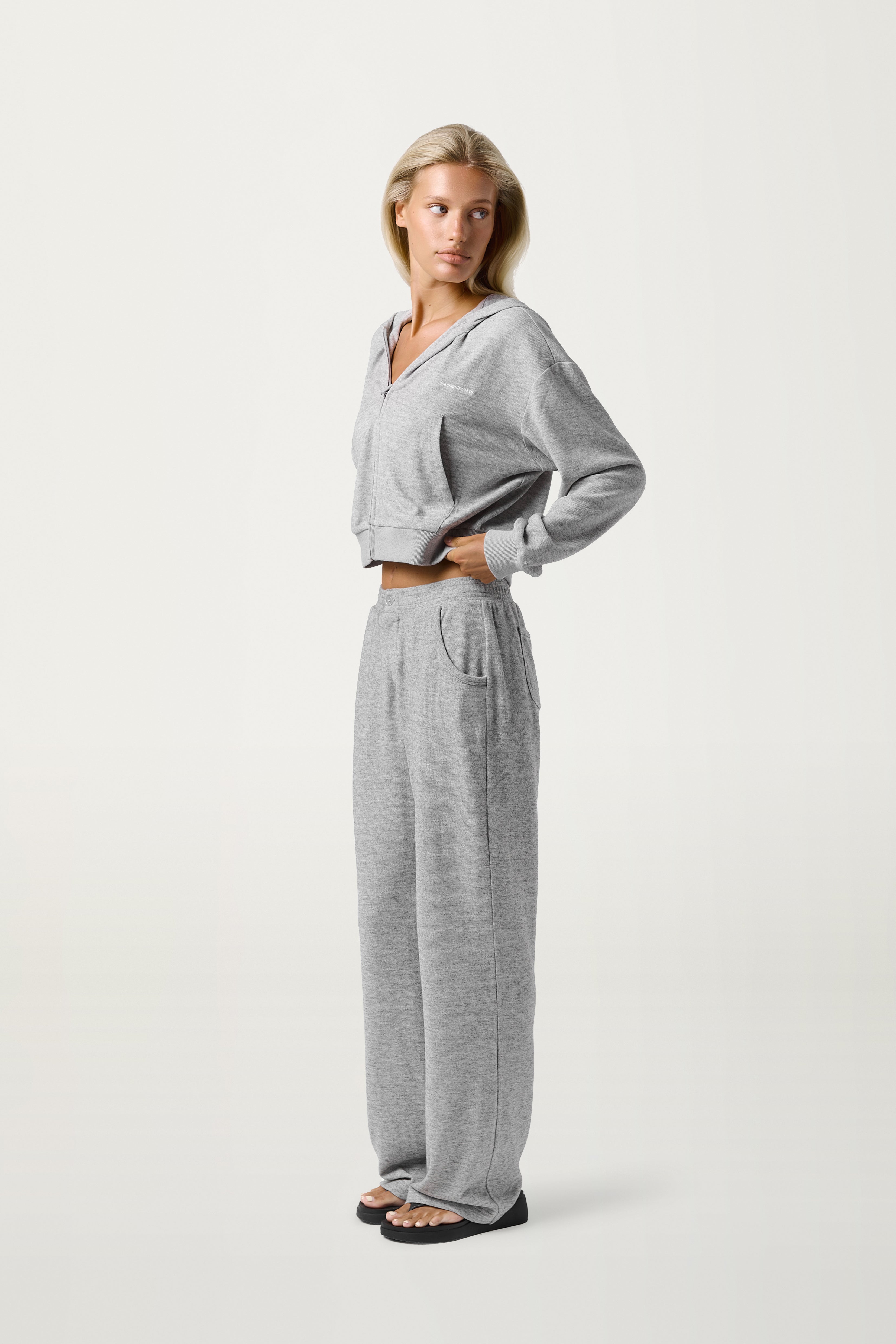 Slacks Soft Zip Up in Light Grey